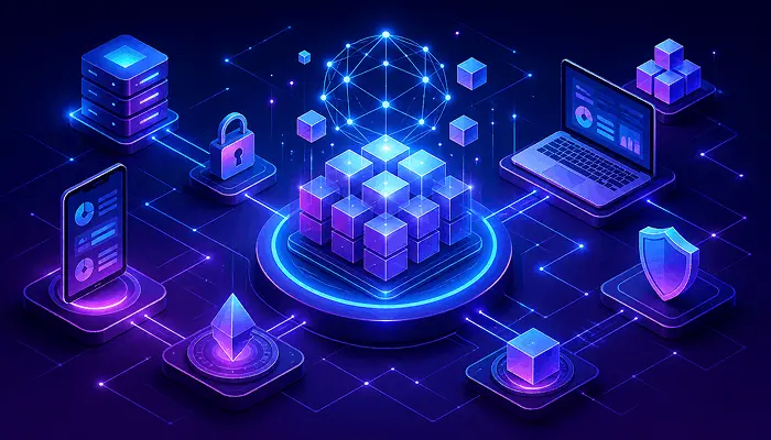 dApp development blockchain Web3 application futuristic technology